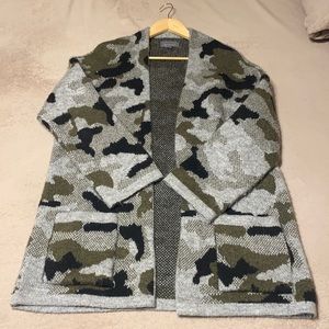 Anthropologie | Camouflage Open Front Cardigan | size L